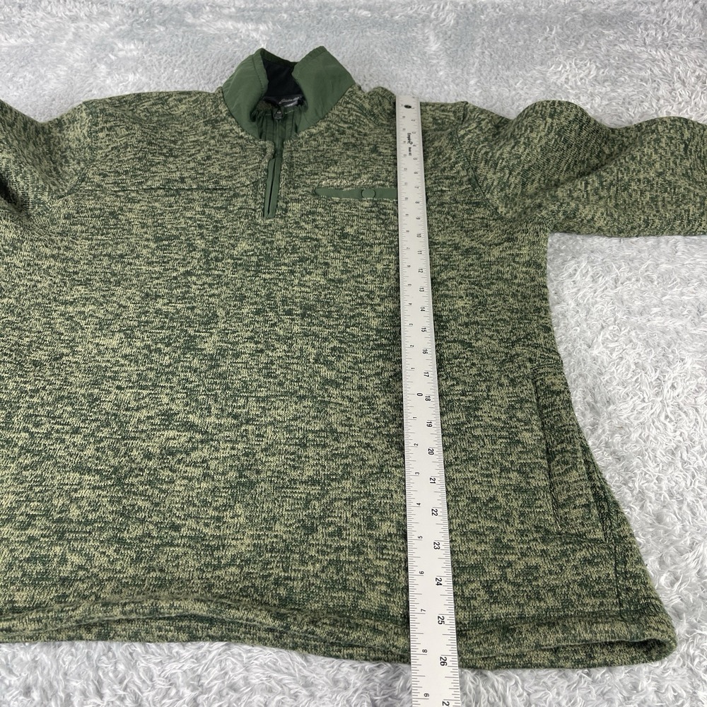 Eddie Bauer mens 1/4 zip Size M Heathered Green Fleece Pullover Sweater - Picture 7 of 9